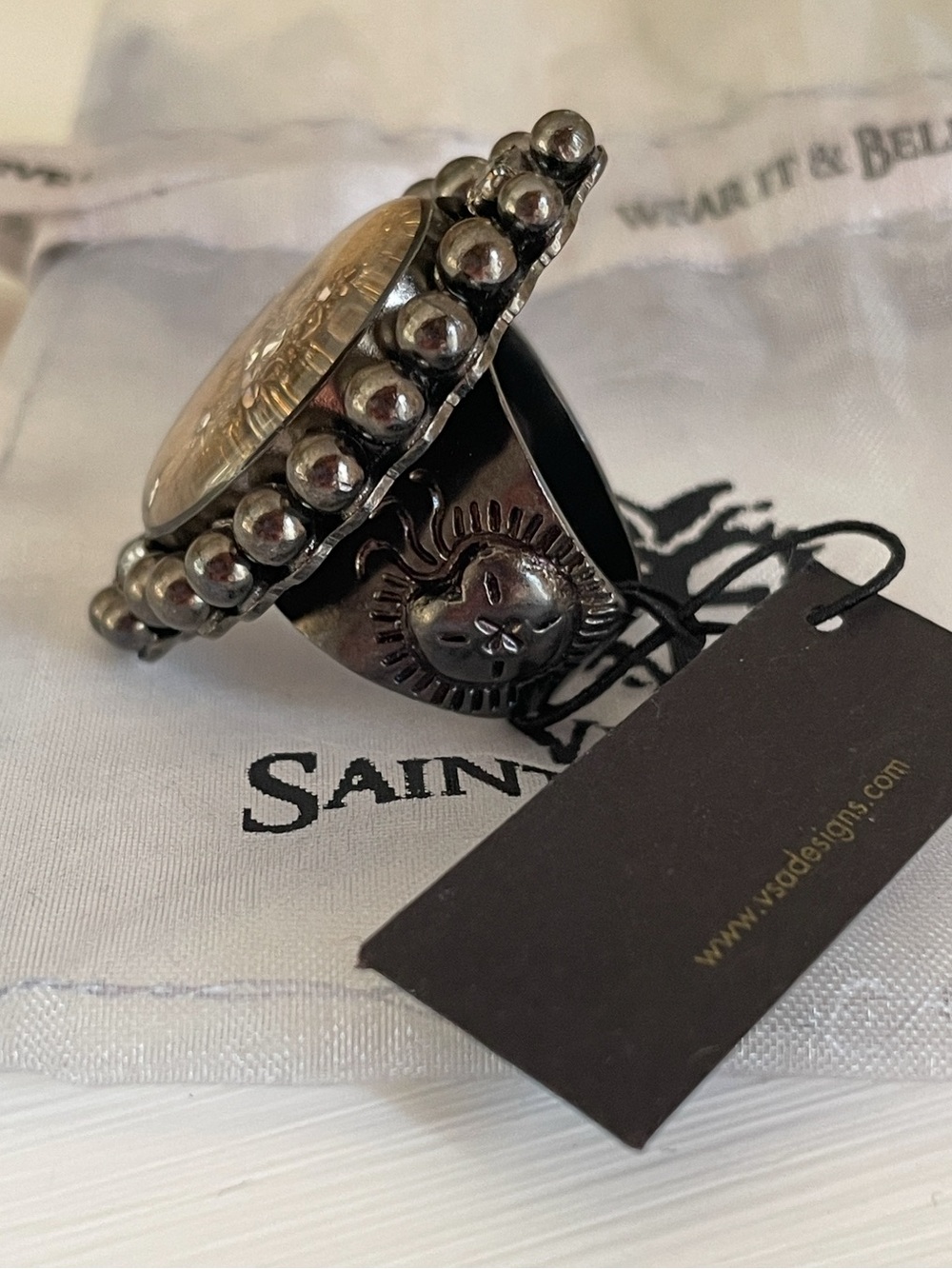 Virgins Saints & Angels Oval Bespoke Royal Crown sz 5 Gunmetal - Picture 9 of 11